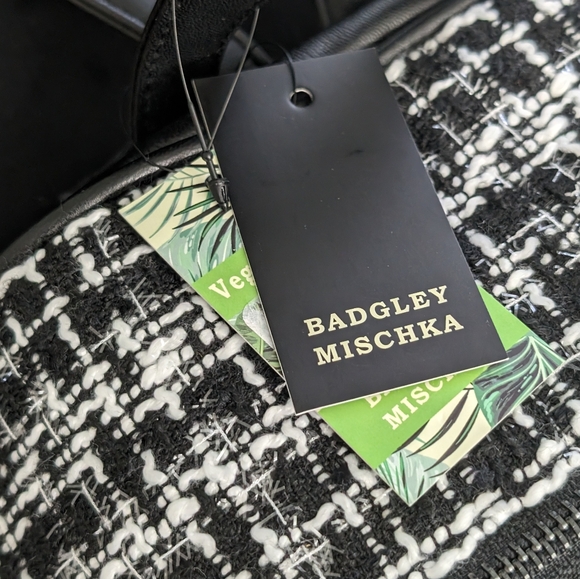 NWT Badgley Mischka Tweed/Quilted Vegan Leather Backpack - Picture 3 of 11